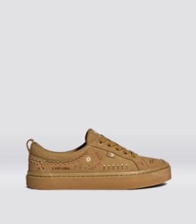 Cariuma OCA Low All Camel Suede Embroidered Sneaker - All Camel / Women 9 / Men 7.5