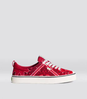Cariuma OCA Low Red Bandana Canvas Sneaker - Red Bandana / Women 7 / Men 5.5