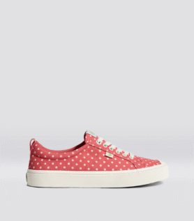 Cariuma OCA Low Watermelon Canvas White Polka Dots Sneaker - Watermelon/White Polka Dots / Women 10.5 / Men 9