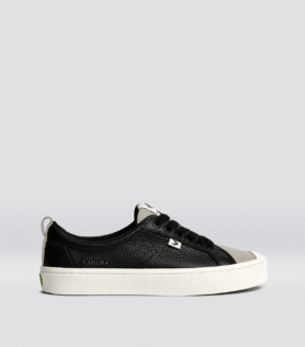 Cariuma OCA Low Black Premium Leather Cloud Grey Suede Sneaker - Black/Cloud Grey / Women 8 / Men 6.5