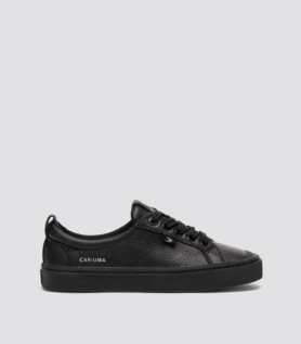 Cariuma OCA Low Pebbled Leather Black - Black / Women 12 / Men 10.5