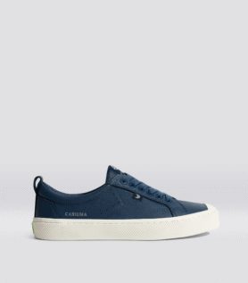 Cariuma OCA Low Dark Denim Premium Leather Sneaker - Dark Denim / Women 8.5 / Men 7