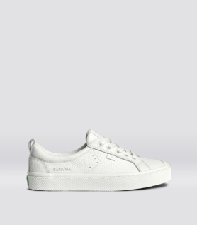 Cariuma OCA Low White Premium Leather Sneaker - White / Women 12 / Men 10.5