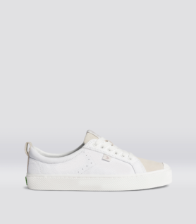 Cariuma OCA Low White Premium Leather Vintage White Suede Sneaker - White / Women 13 / Men 11.5