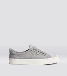 Cariuma OCA Low Light Grey Canvas Vintage White Suede Sneaker - Light Grey/Vintage White / Women 9 / Men 7.5