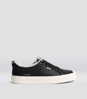 Cariuma OCA Therma Low Black Premium Leather Sneaker - Black / Women 13.5 / Men 12