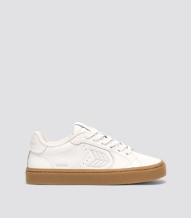 Cariuma SALVAS Leather Gum Warm White Ice Logo - White / Women 9.5 / Men 8