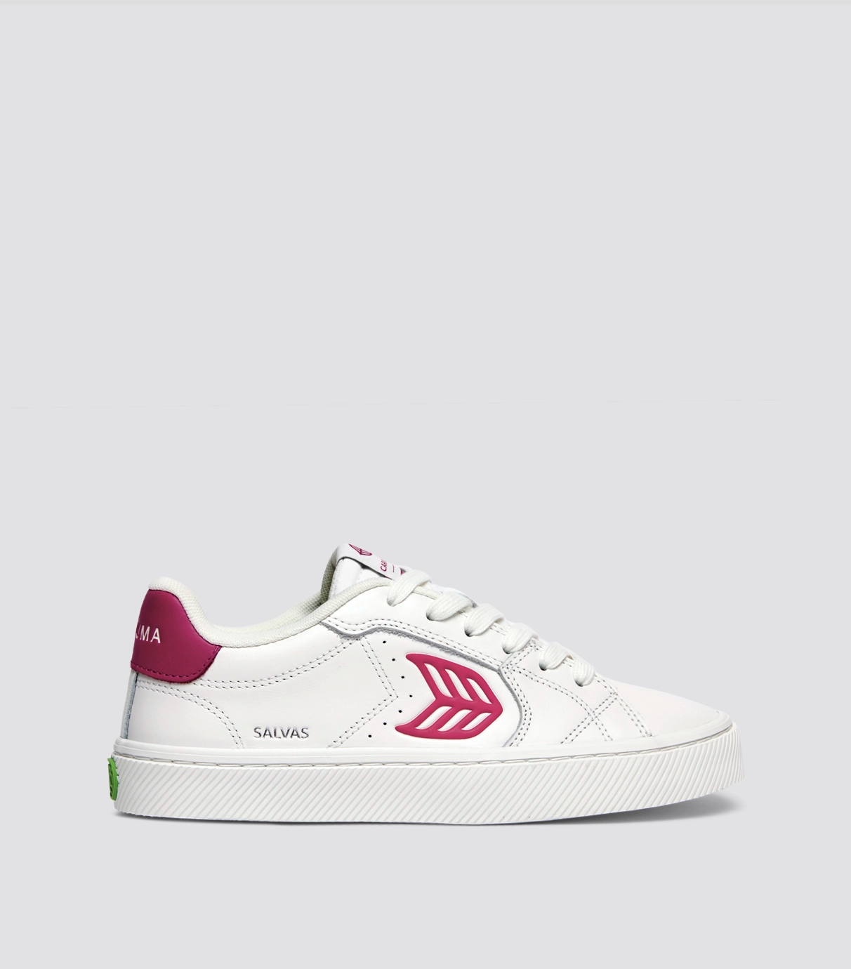 Cariuma SALVAS White Leather Jazzy Pink Logo Sneaker - White/Jazzy Pink / Women 6.5 / Men 5