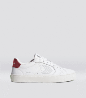 Cariuma SALVAS White Premium Leather Ice Logo Metallic Red Sneaker - White/Ice&Metallic Red / Women 9 / Men 7.5