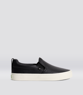 Cariuma SLIP-ON Black Premium Leather Sneaker - Black / Women 6 / Men 4.5