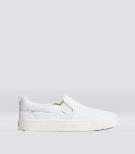 Cariuma SLIP-ON White Premium Leather Sneaker - White / Women 6 / Men 4.5