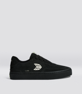 Cariuma LUAN PRO All Black Suede Ivory Logo Sneaker - All Black/Ivory / Women 8.5 / Men 7