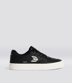 Cariuma LUAN PRO Black Premium Leather Ivory Logo Sneaker - Black/Ivory / Women 7.5 / Men 6