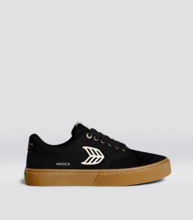 Cariuma NAIOCA PRO Gum Black Suede and Canvas Ivory Logo Sneaker - Gum Black/Ivory / Women 7 / Men 5.5