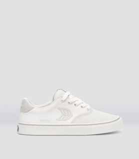 Cariuma NAIOCA Stripe Suede and Canvas Smoke White - White / Women 7.5 / Men 6