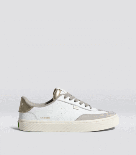 Cariuma TOCA White Premium Leather Vintage White Suede Metallic Gold Sneaker - Off-White Vintage/Metallic Gold / Women 10.5 / Men 9