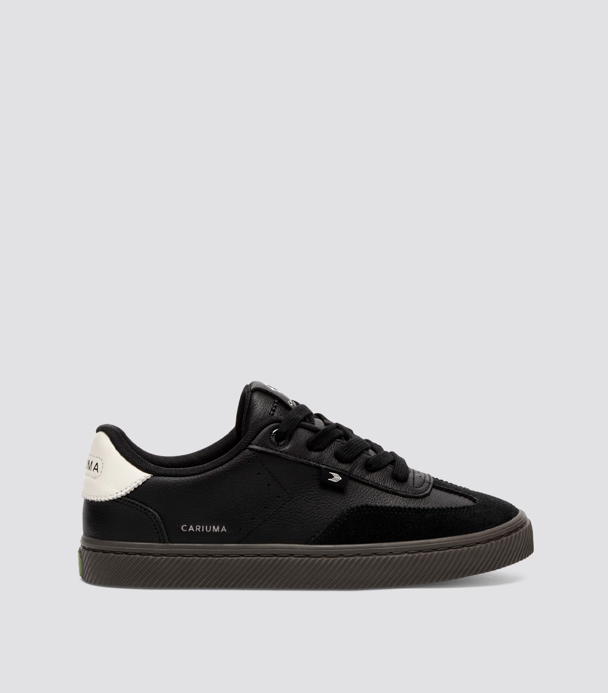 Cariuma TOCA Teak Black Diamond Leather Off-White Accents Sneaker - Teak Black / Women 6.5 / Men 5