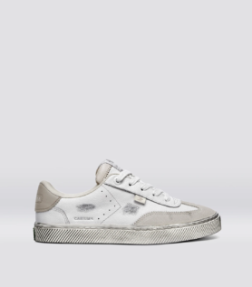 Cariuma TOCA Vintage Warm White Diamond Leather and Suede Sneaker - White / Women 9 / Men 7.5