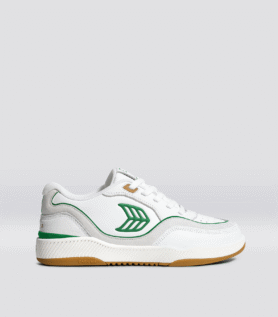 Cariuma UBA Gum White Leather Green Logo Sneaker - Gum White/Green / Women 12.5 / Men 11