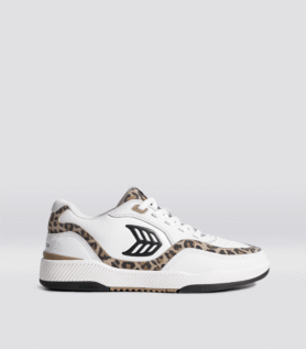 Cariuma UBA White Leather Leopard Print Suede Black Logo Sneaker - White/Leopard Print / Women 9 / Men 7.5