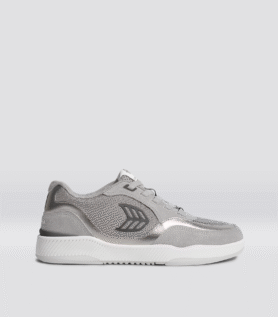 Cariuma UBA Light Grey Suede and Mesh Charcoal Grey Logo Silver Accents Sneaker - Light Grey/Charcoal Grey&Silver / Women 10.5 / Men 9