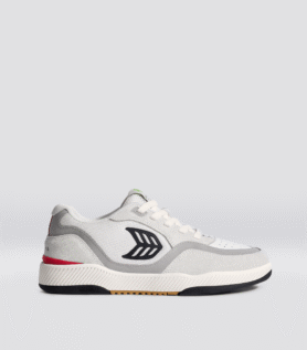 Cariuma UBA PRO Smoke White Suede Off-White Mesh Black Logo Red Sneaker - Off-White Smoke/Black / Women 9 / Men 7.5