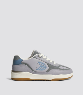 Cariuma Skategoat C25 Onyx Grey Leather Faded Denim Logo Charcoal Grey Sneaker - Onyx Grey/Faded Denim / Women 13.5 / Men 12