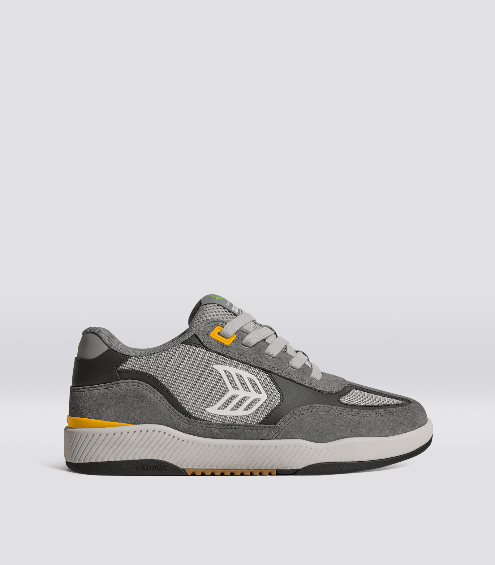 Cariuma Skategoat C25 PRO Charcoal Grey Suede Light Grey Mesh Ice Logo Yellow Sneaker - Charcoal Grey/Light Grey / Women 10.5 / Men 9