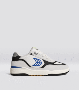 Cariuma Skategoat C25 PRO Smoke White Suede Off-White Mesh Bold Blue Logo Black Sneaker - Off-White Smoke/Bold Blue&Black / Women 13.5 / Men 12