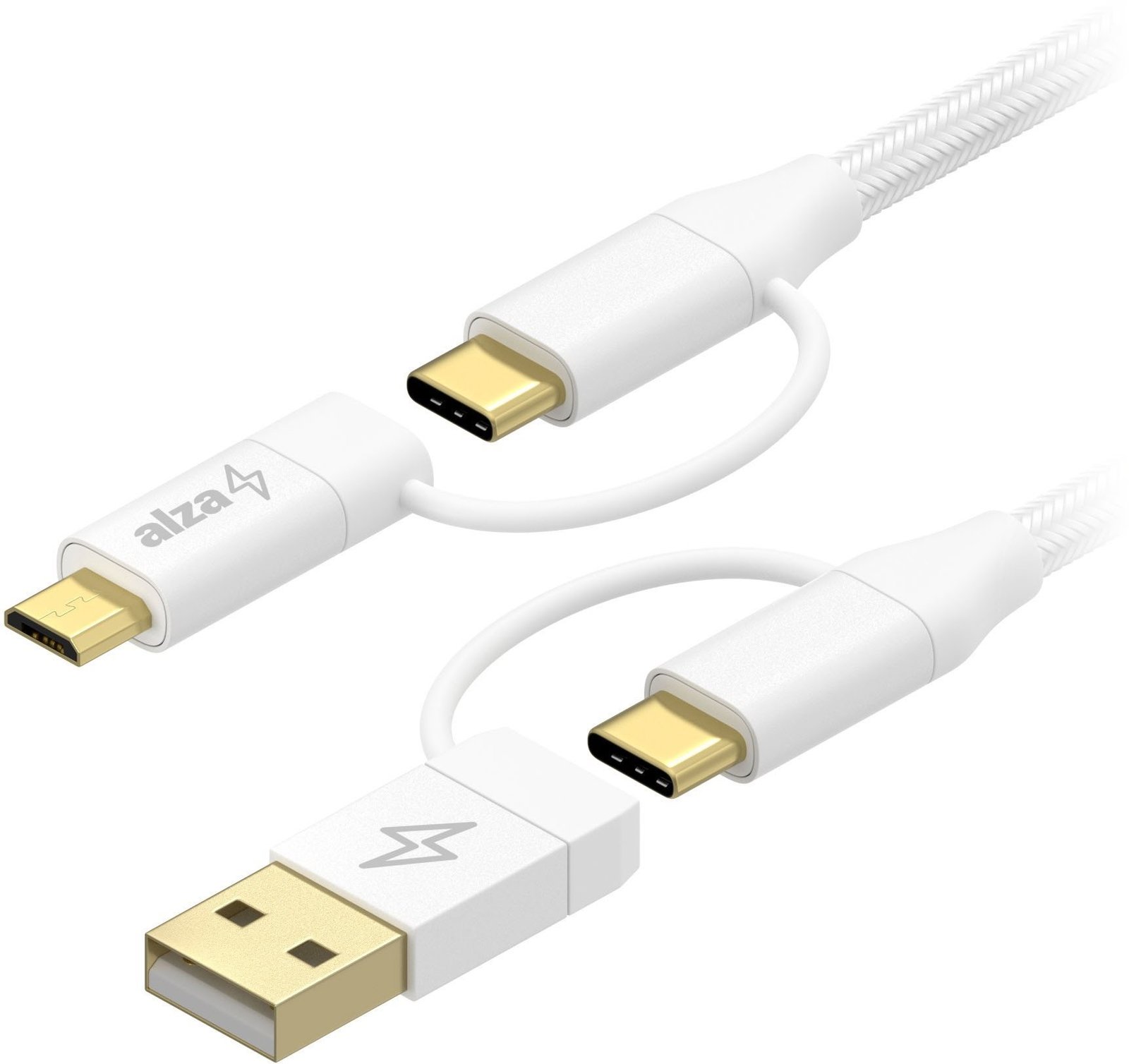 AlzaPower MultiCore 4in1 USB 60W 480Mbps 1m bílý