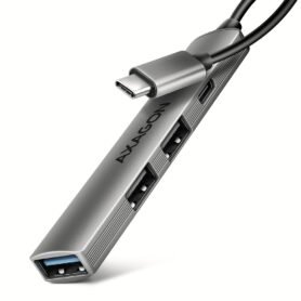 AXAGON HUE-STC 4x USB ALU STRIP Hub, 1x USB-A 5Gbps, 2x USB-A & 1x USB-C 480Mbps, USB-C cable 12 cm