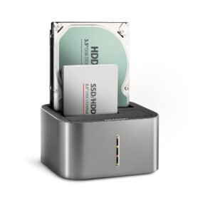 AXAGON ADSA-DC, dual SATA 2.5"/3.5" SSD/HDD CLONE dock, USB-C 5 Gbps