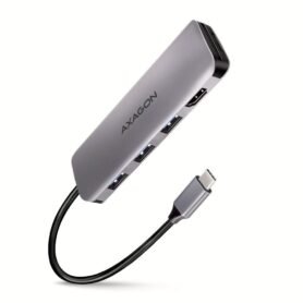 AXAGON HMC-HCR3A 5-in-1 Hub, USB-C 5Gbps, 3x USB-A, HDMI 4k/30Hz, SD/microSD, USB-C cable 20 cm