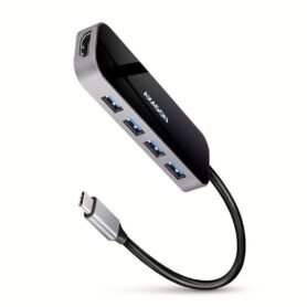 AXAGON HMC-6H4A 6-in-1 Hub, USB-C 5Gbps, 4x USB-A, HDMI 4k/30Hz, PD 100W, USB-C cable 20 cm