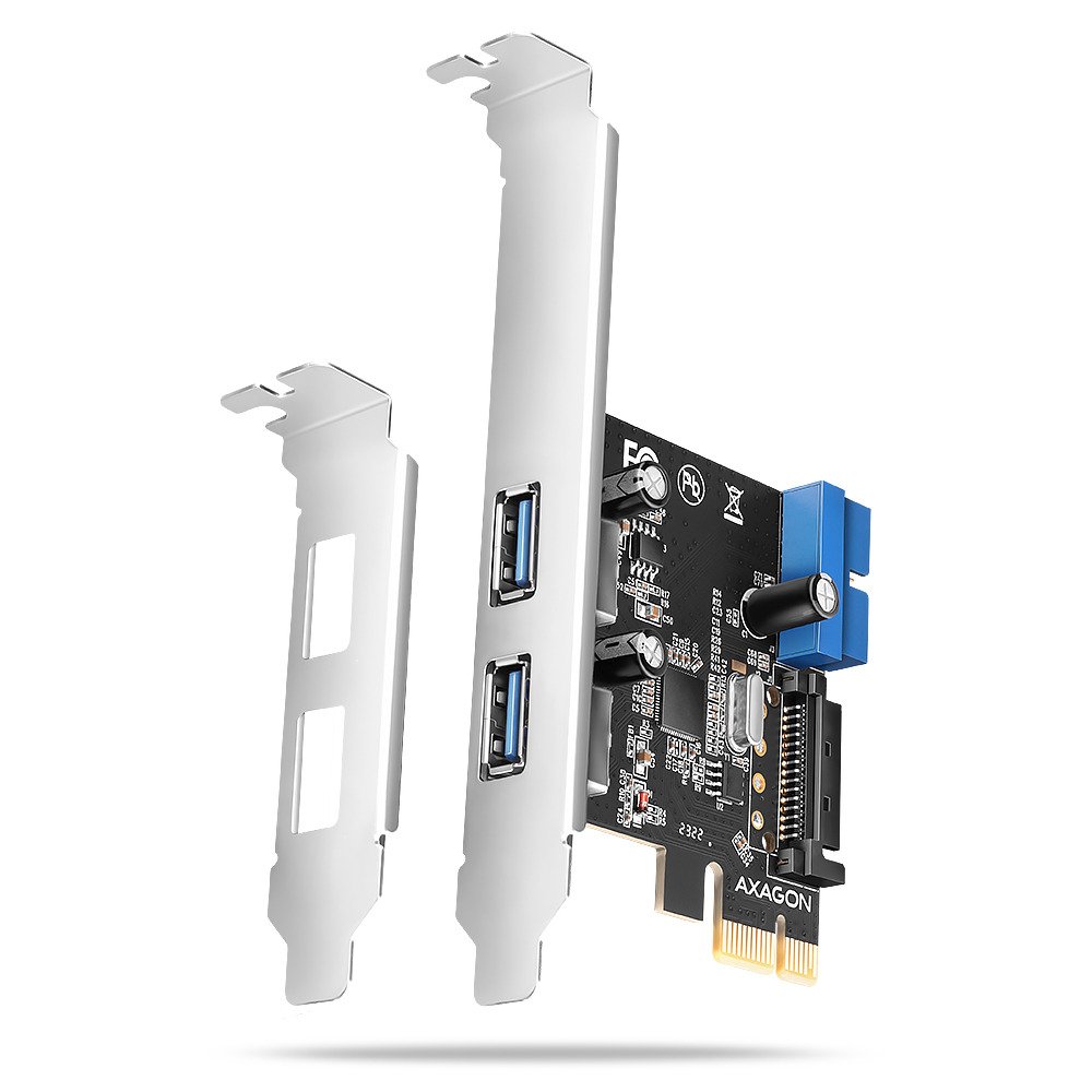 AXAGON PCEU-232RS, 2+2x USB 5Gbps port, PCIe card, SATA power, SP & LP