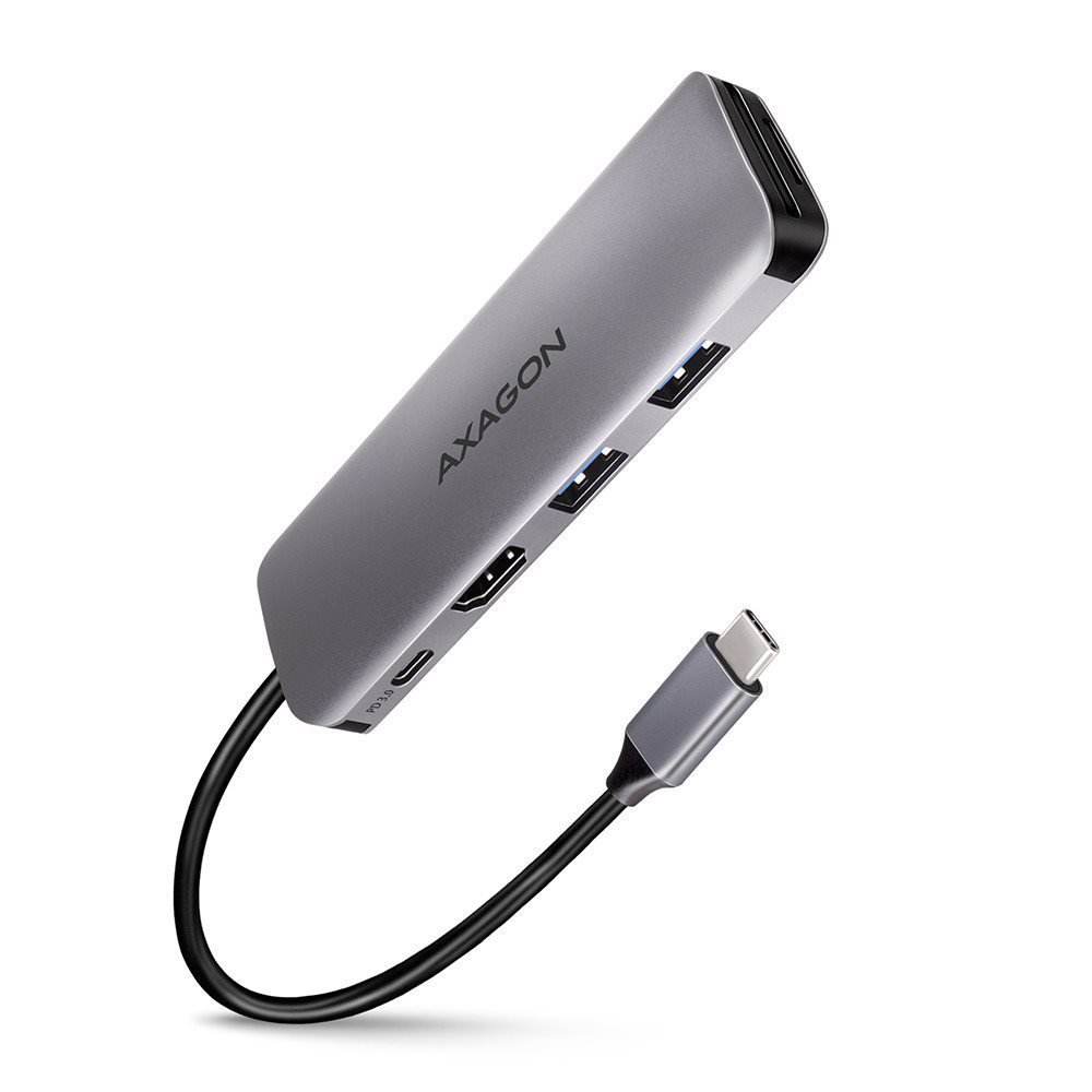 AXAGON HMC-5, 5-in-1 Hub, USB-C 5Gbps, 2x USB-A, HDMI 4k/30Hz, SD/mSD, PD 100W, USB-C cable 20 cm