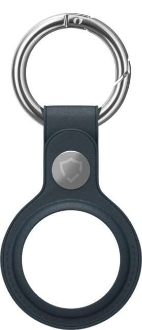 AlzaGuard Genuine Leather Keychain pro Airtag - modrá