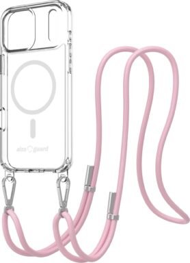 AlzaGuard Luxe Detach Lanyard Case Compatible with MagSafe pro iPhone 17 Pro Max růžový