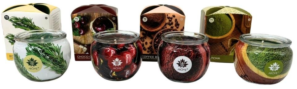 ARÔME Set svíček  ve skle a flower bo×u 4 × 90 g