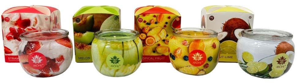 ARÔME Set svíček ve skle a flower boxu 4 × 90 g, mix ovocných vůní