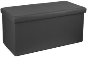 Atmosphera Velký pouf s úložným prostorem v tmavě šedé, hladké eko-kožené pouf, chodba pouf