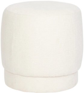 Atmosphera Čalouněný kulatý puf AMEA bouclé, průměr 39 cm, bílý