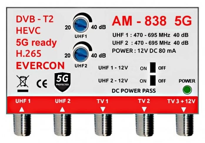 EVERCON anténní zesilovač AM-838 5G bez napájecího zdroje