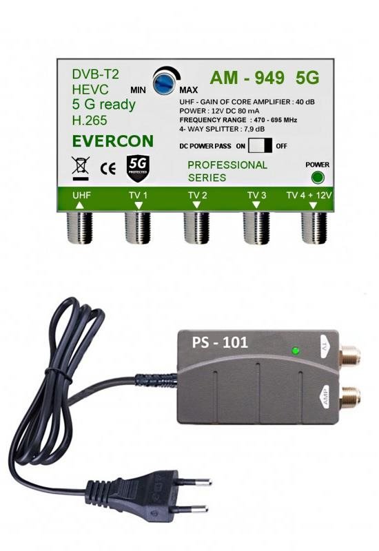 EVERCON anténní set pro 4 TV 949-101-4 pro DVB-T2