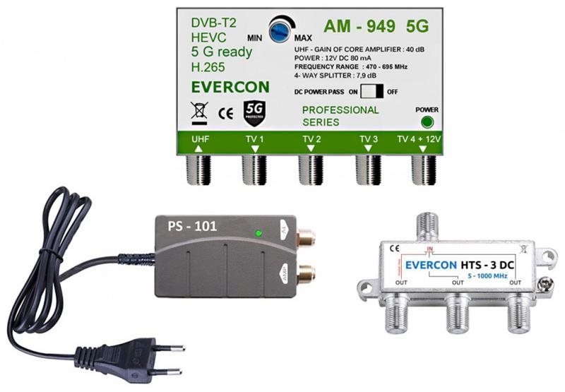EVERCON anténní set pro 6 TV 949-101-6 5G pro DVB-T2
