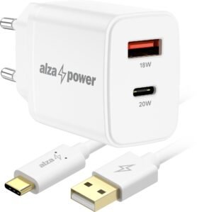 AlzaPower Compact A530 20W Bílá + Core USB-C 2.0 1m bílý