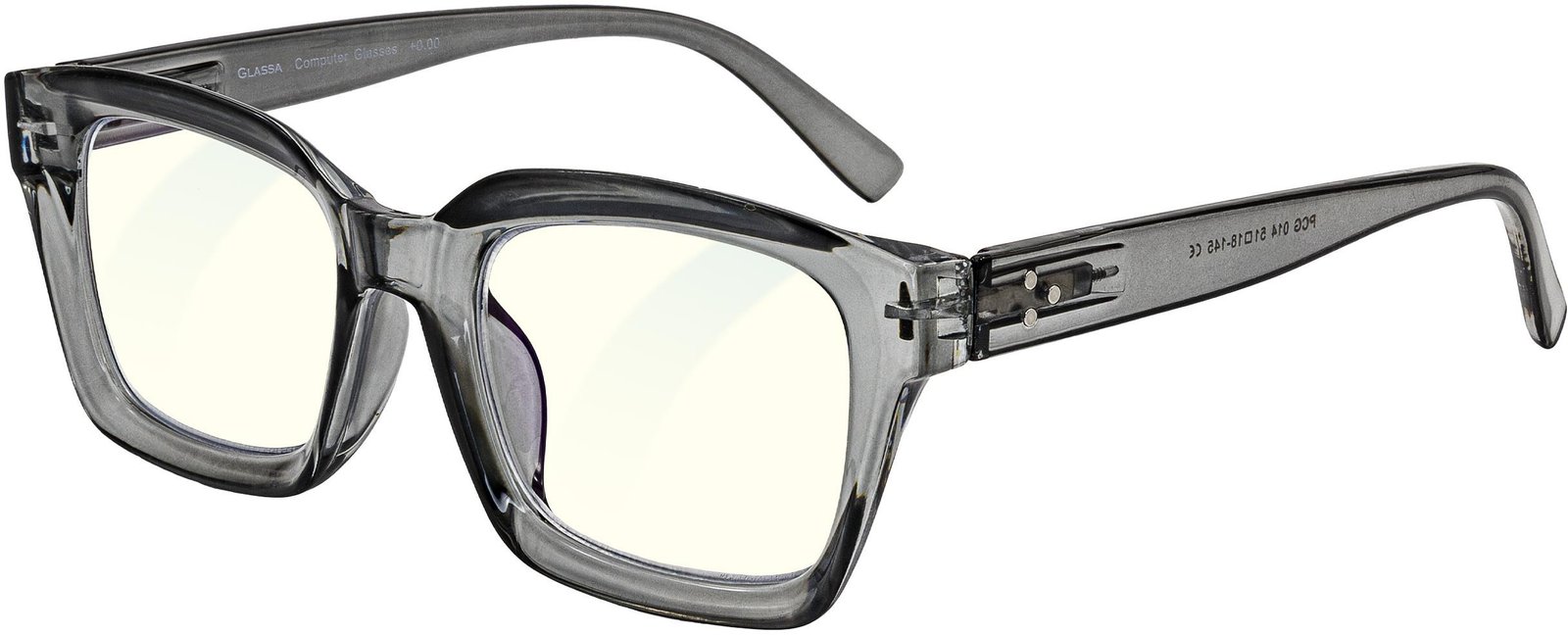 GLASSA Blue Light Blocking Glasses PCG 014, +0,00 dio, šedé transparentní