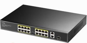 CUDY 16-Port 10/100M PoE+ Switch with 1Gigabit Uplink and 1 Gigabit Combo SFP Port 200W