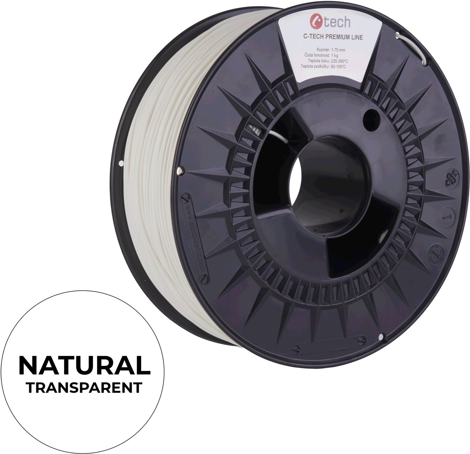 C-TECH filament PREMIUM LINE PETG transparentní