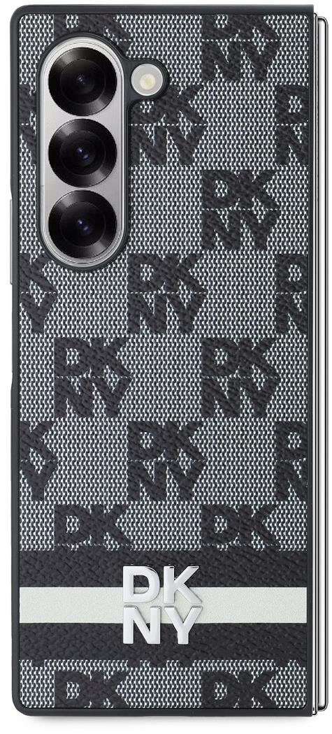 DKNY PU Leather Checkered Pattern and Stripe Zadní Kryt pro Samsung Galaxy Z Fold6 Black